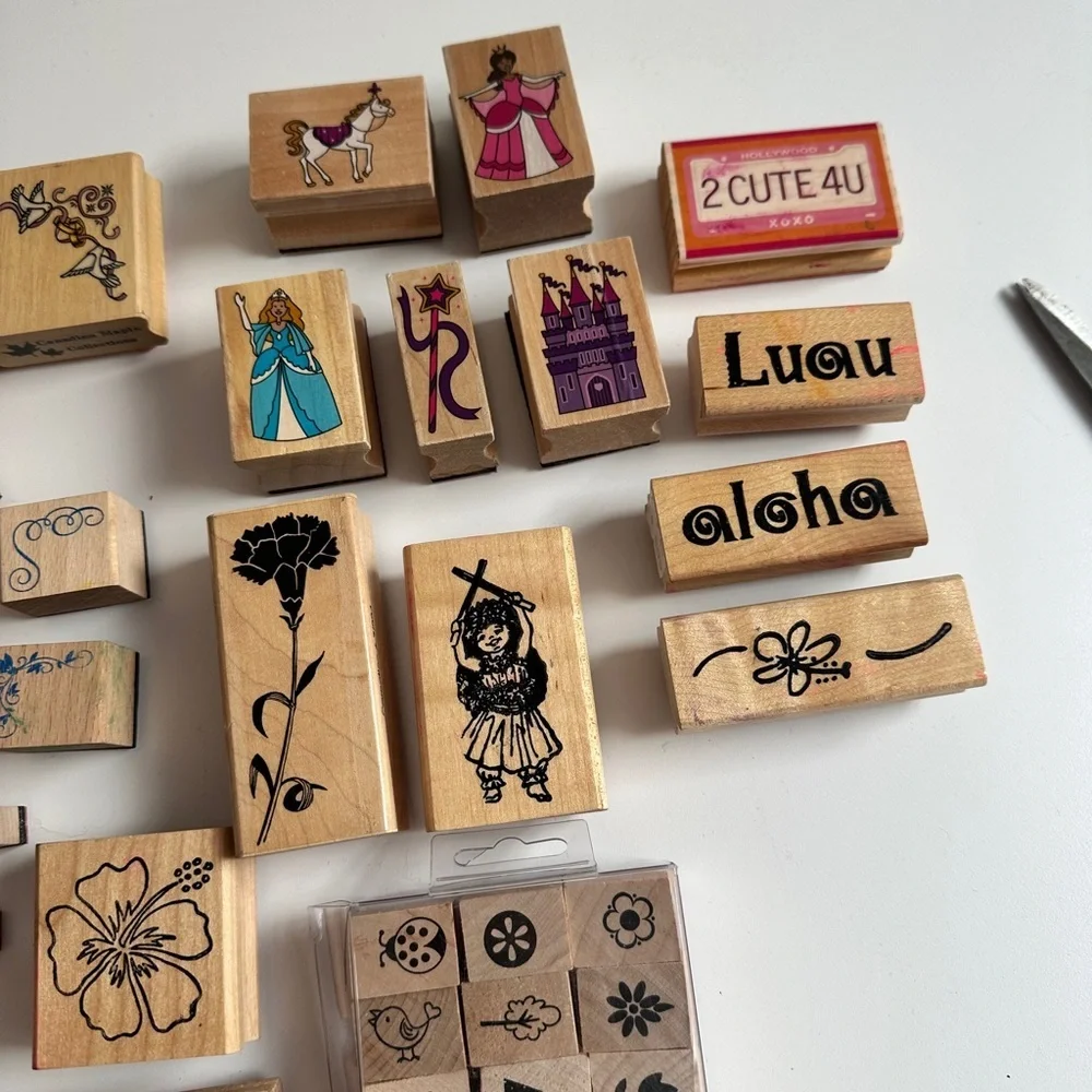 102 wood mounted rubber stamp collection
